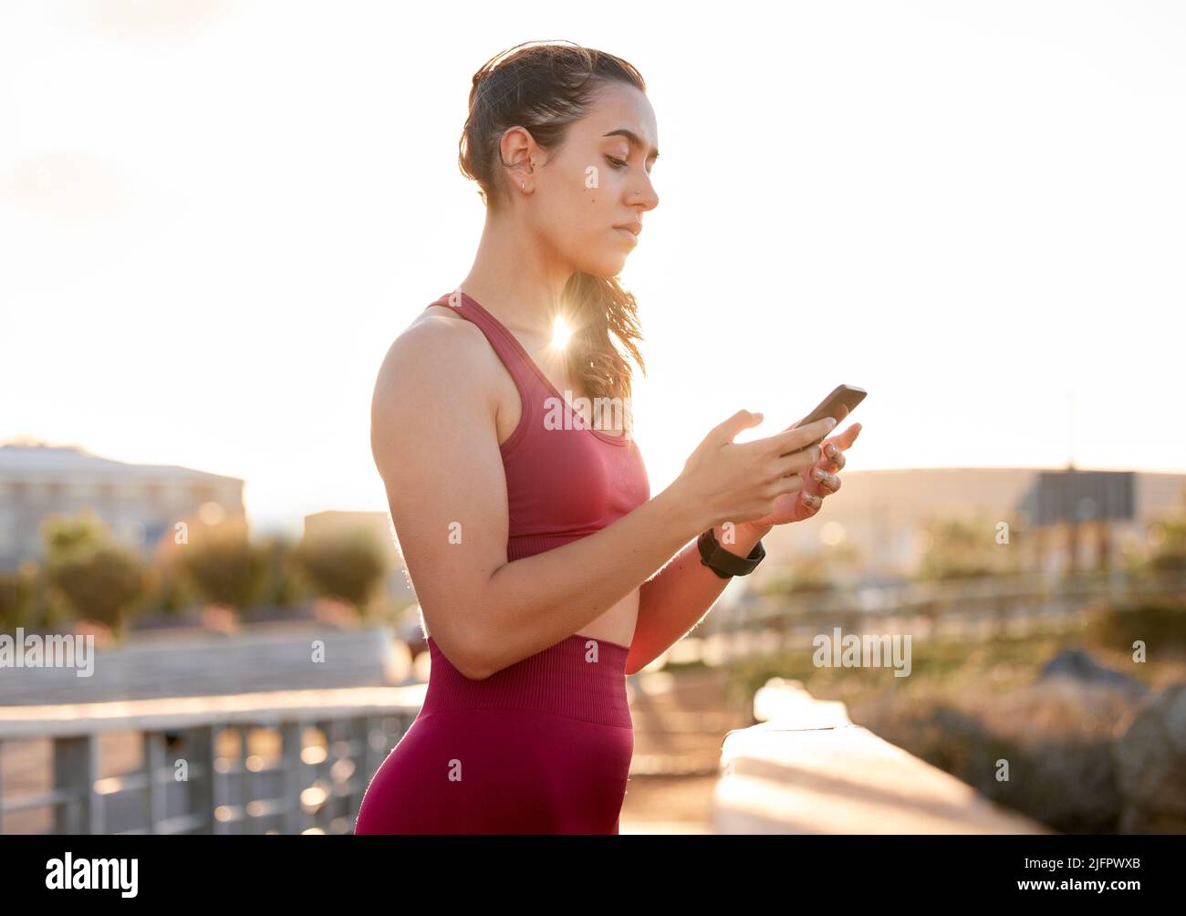 Tracking shot woman on phone hi-res stock photography and images - Alamy