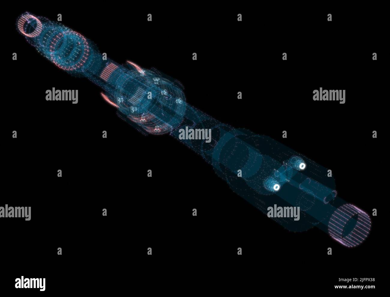 A glowing hologram of a mechanical object Stock Photo - Alamy