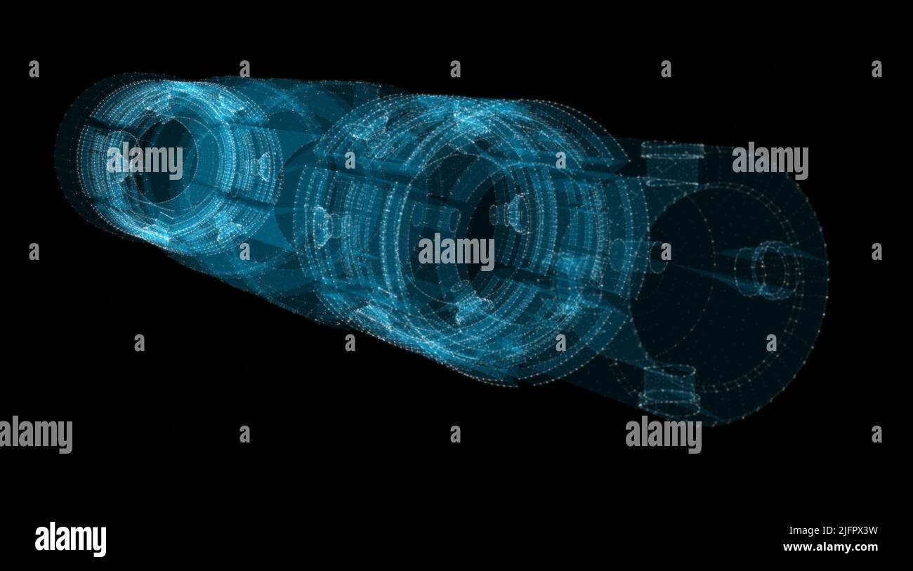 A glowing hologram of a mechanical object Stock Photo - Alamy