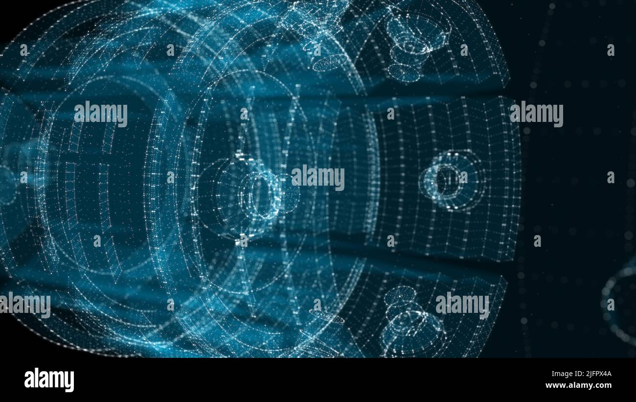 A glowing hologram of a mechanical object Stock Photo - Alamy