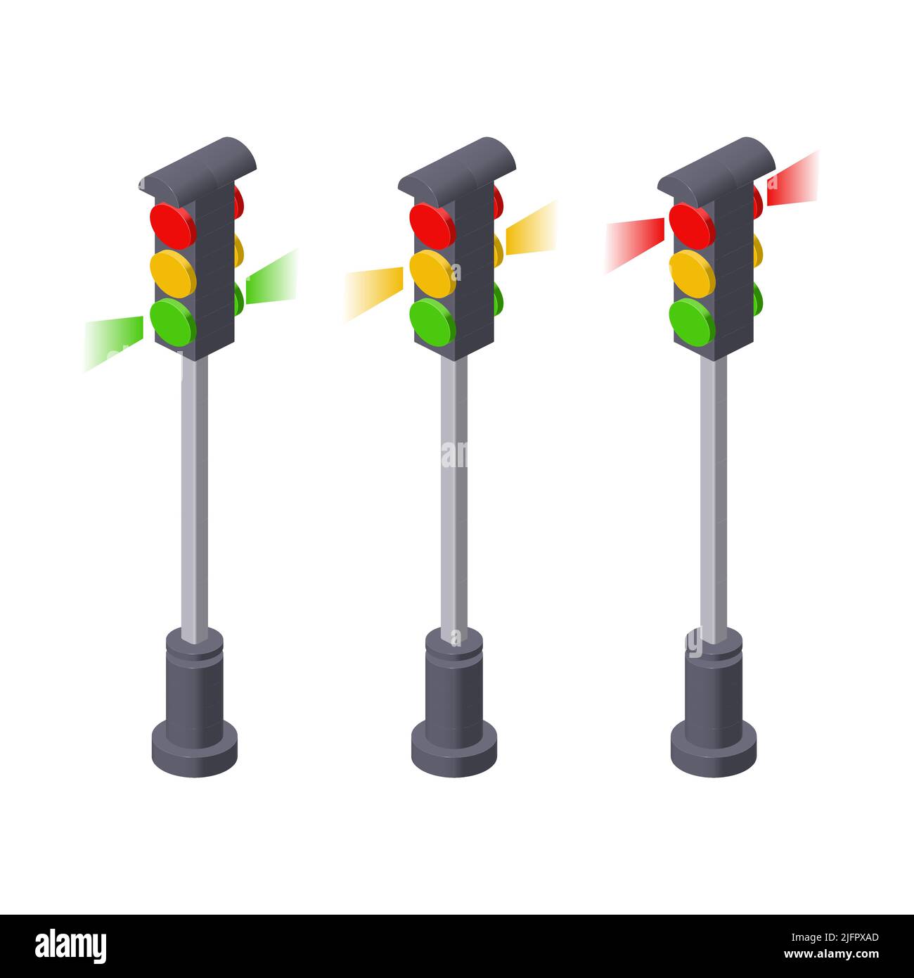 Set of traffic lights in isometric style for print and design. Vector ...