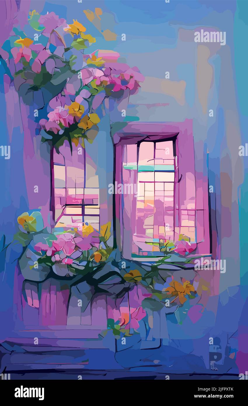 Flower pot in windowsill Stock Vector Images - Alamy