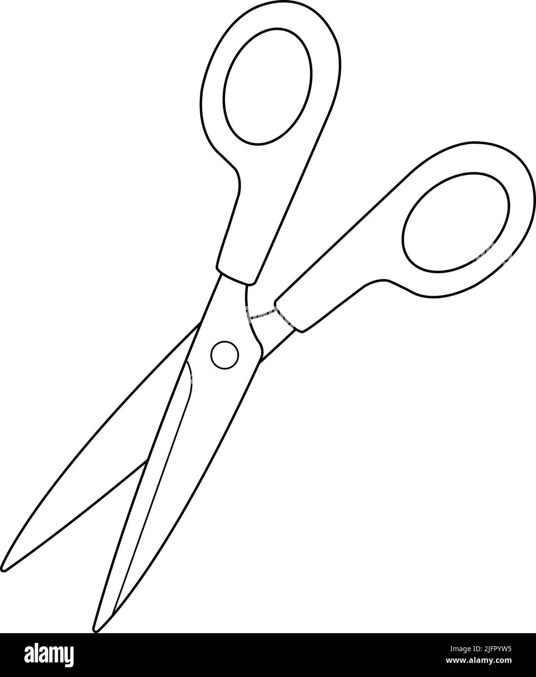 Scissors on white background. Vector black and white coloring page Stock Vector