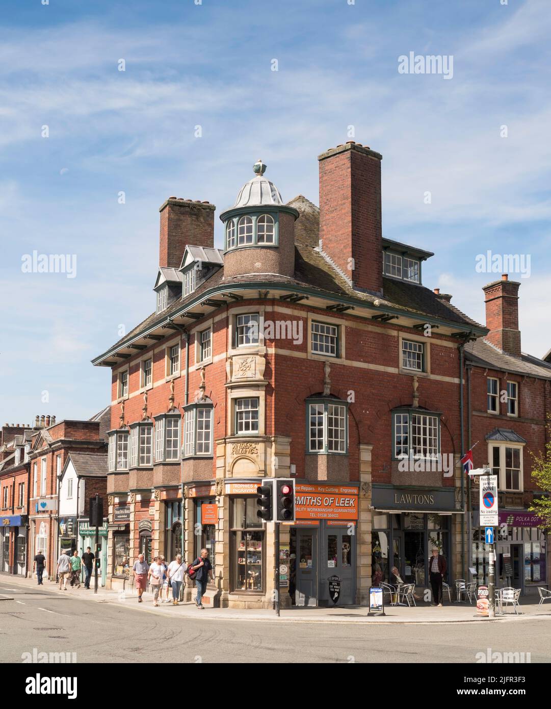 The 19th century arts and crafts style Sanders Buildings in Leek town centre, Staffordshire, England, UK Stock Photo