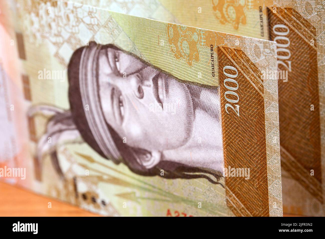 Venezuelan money - 2000 Bolivares - a business background Stock Photo