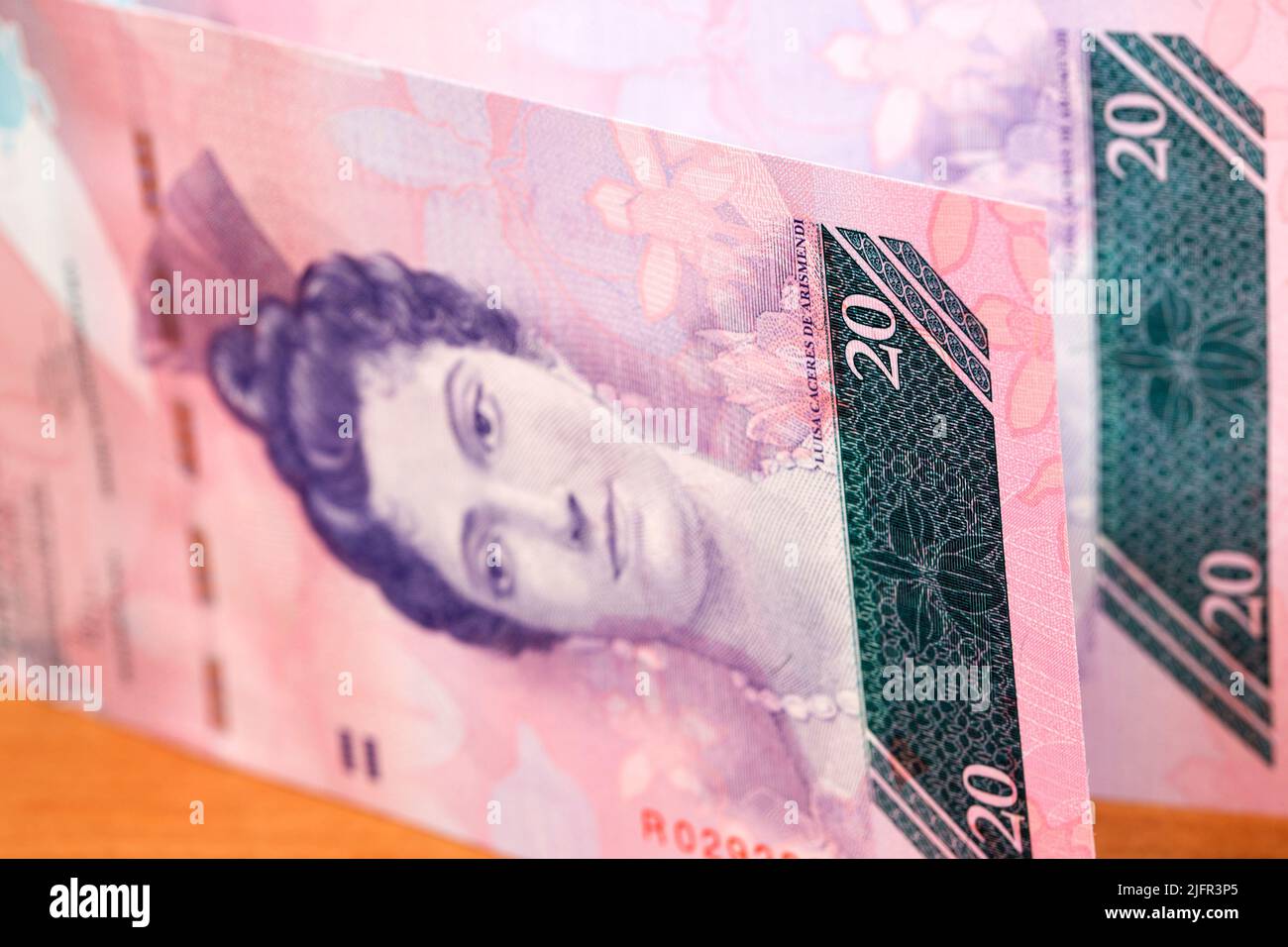 Venezuelan money - 20 Bolivares - a business background Stock Photo