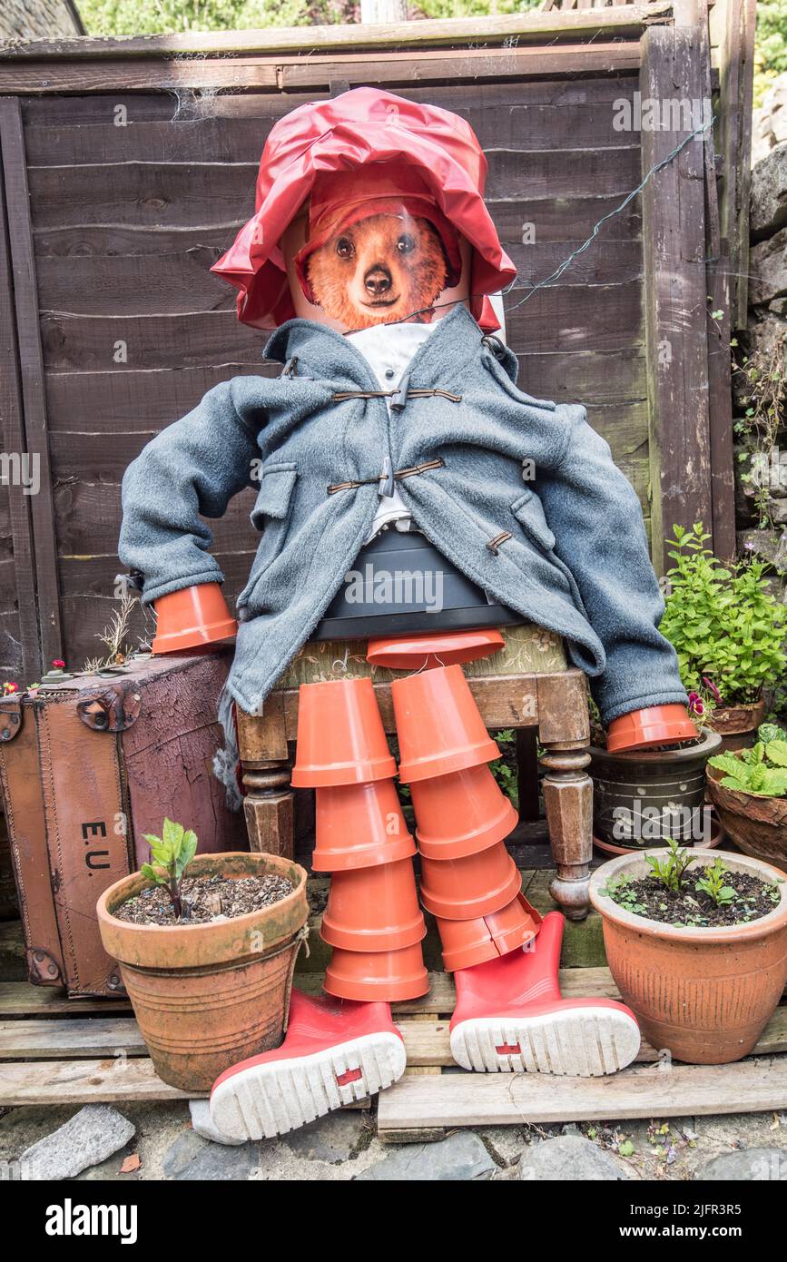 Flowerpot construction close-by to The Folly Museum & cafe,Settle, North Yorkshire. Settle Flowerpot Festival 2022 a Yorkshire Dales event, Stock Photo