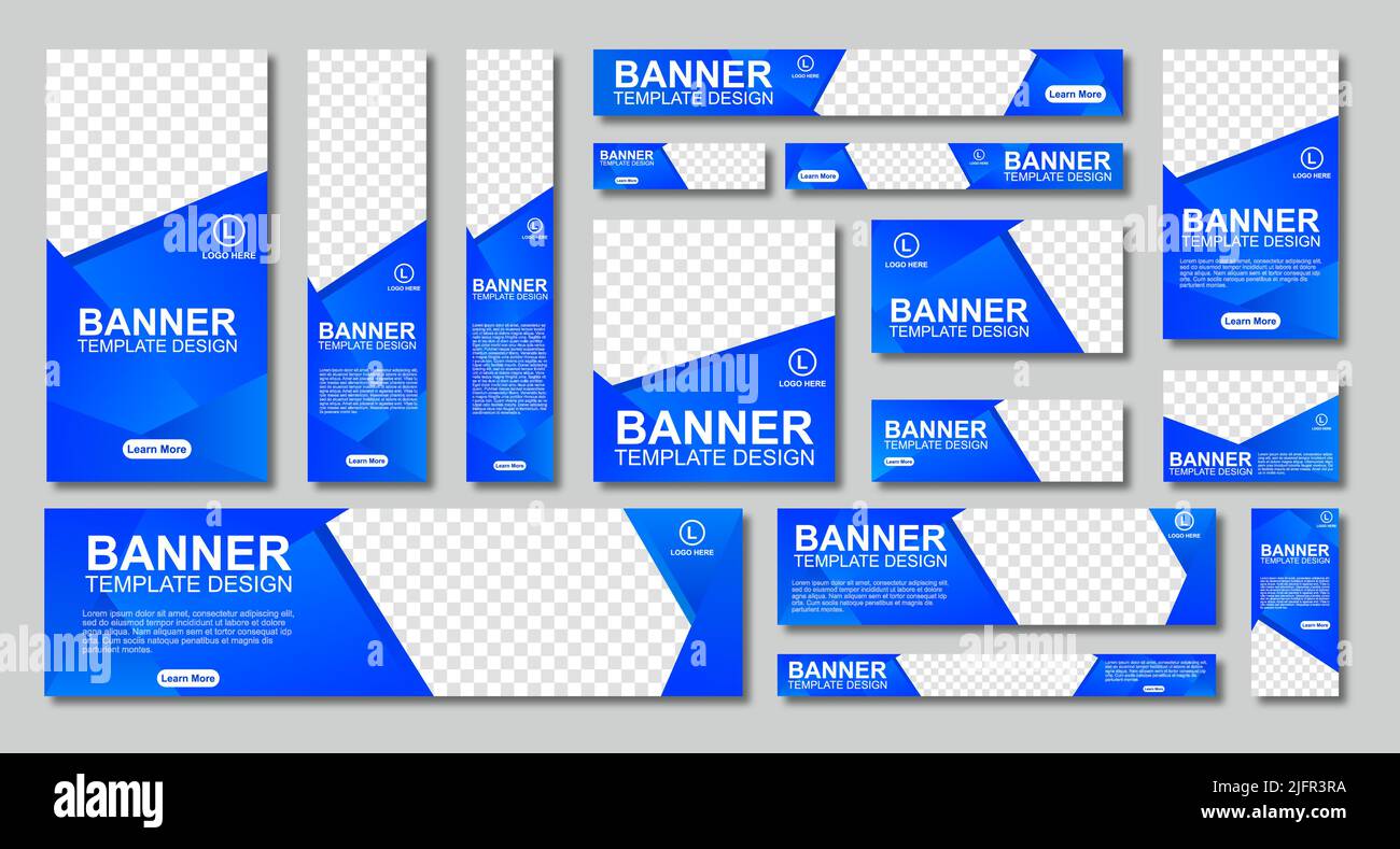 set of creative web banners of standard size with a place for photos