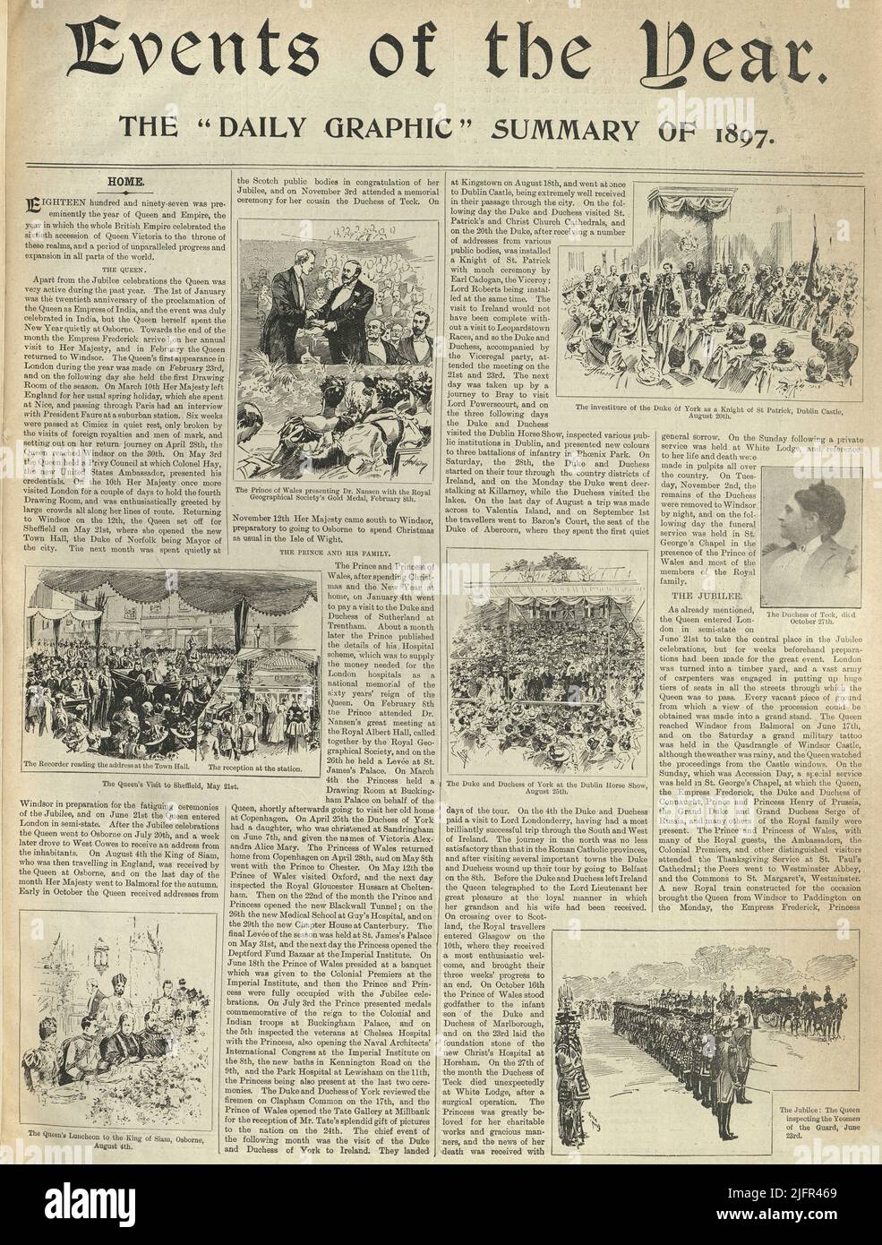 Vintage newspaper page, Events of the the Year, 1897, from the Daily Graphic Stock Photo