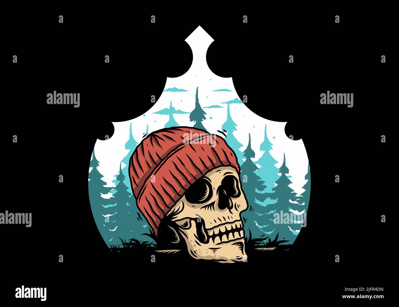 Skull head wearing beanie Stock Vector 