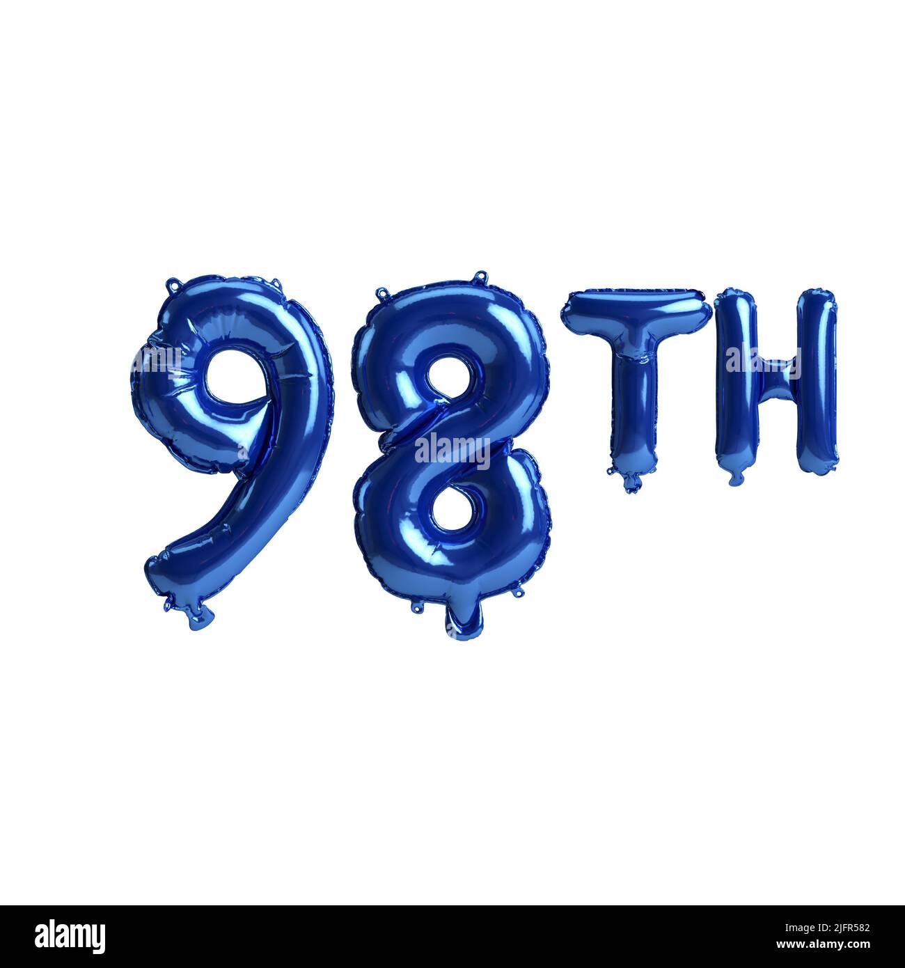 3d illustration of 98th percent blue balloons isolated on white background Stock Photo