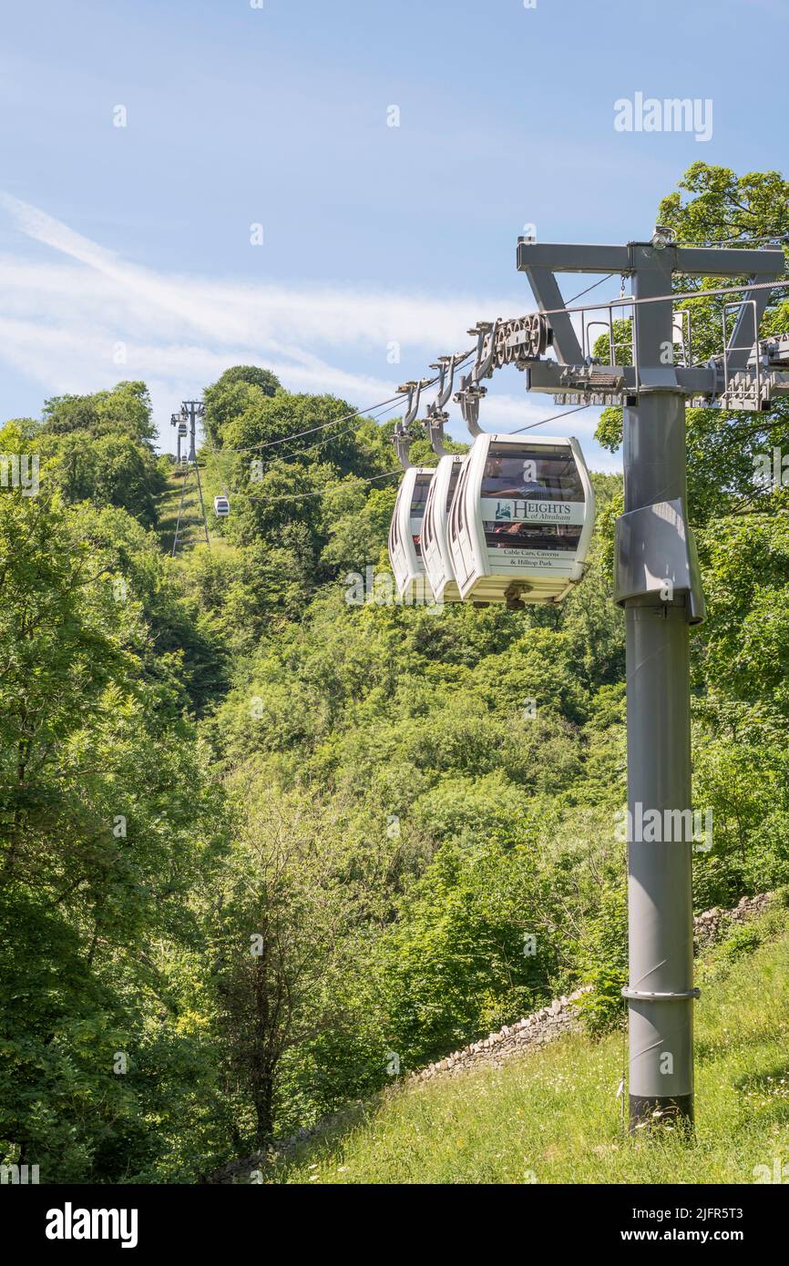 The cable car to the Heights of Abraham in Matlock Bath, Derbyshire, England, UK Stock Photo