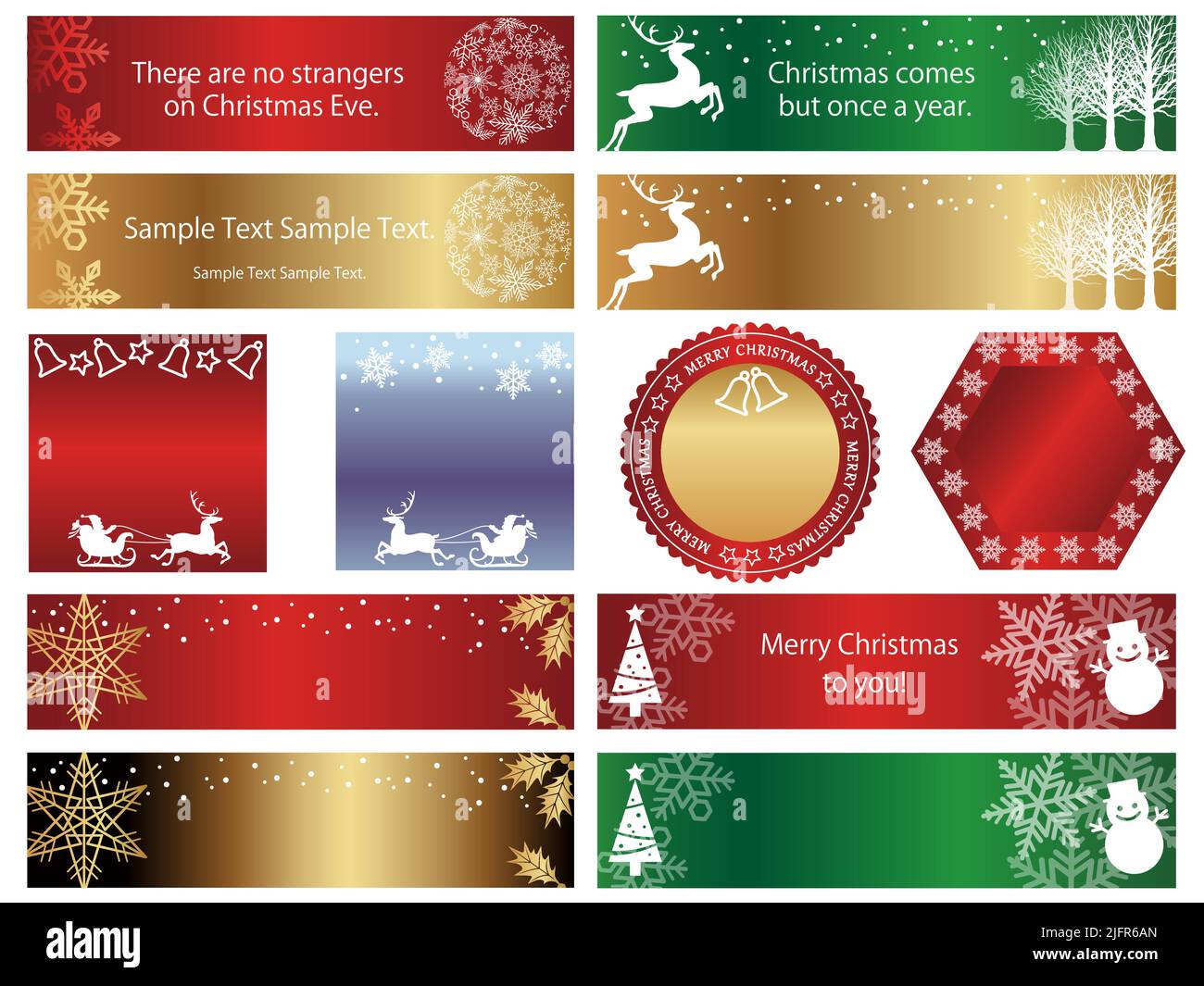 Set Of Christmas Vector Banner And Card Isolated On A White Background ...