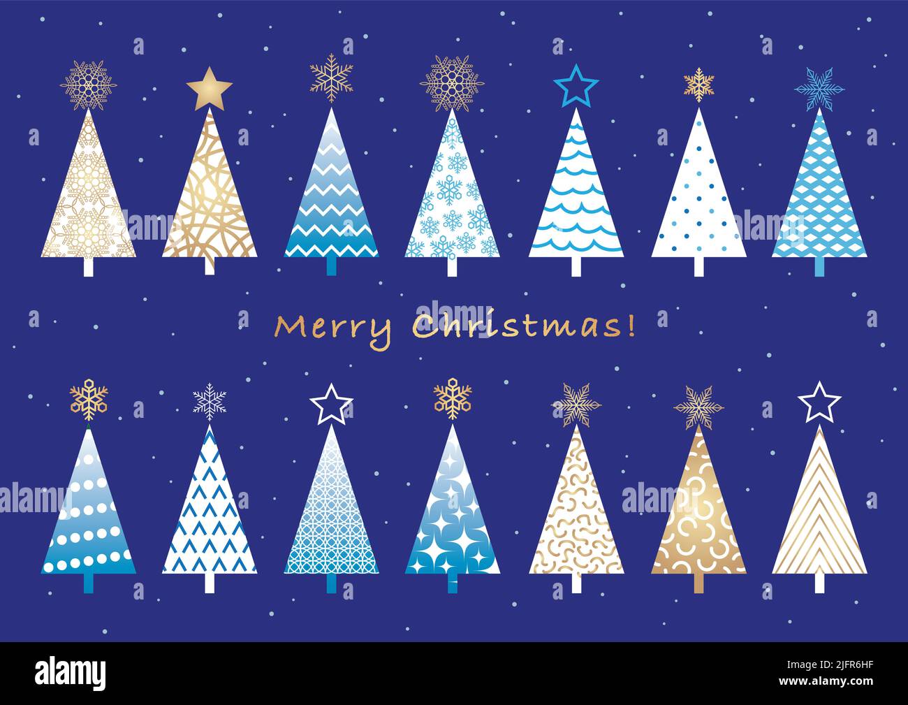 Set Of Christmas Trees Isolated On A Dark Blue Background. Vector ...