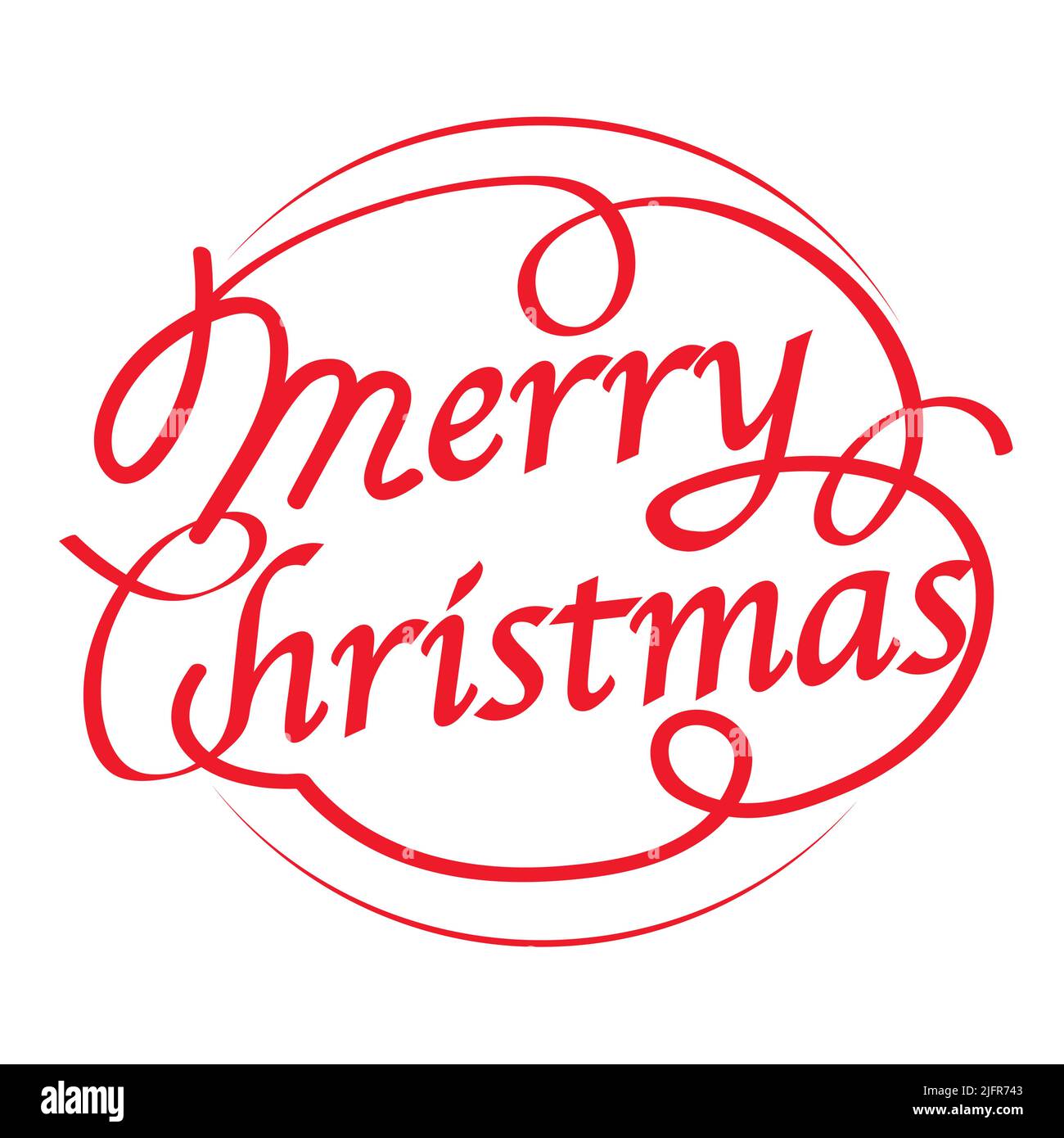 Merry Christmas Logo. Red Decorative Logo With Swash Isolated On A White Background. Vector