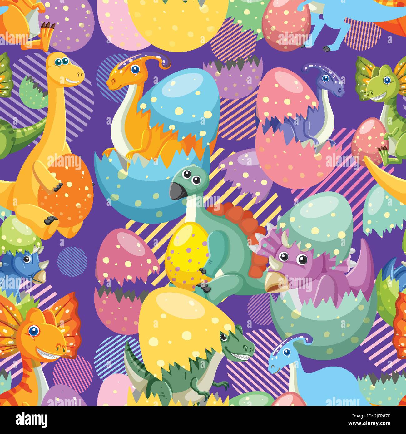 Cute dinosaur seamless pattern illustration Stock Vector Image & Art ...