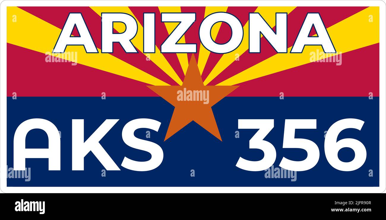 Vehicle license plates marking in Arizona in United States of America