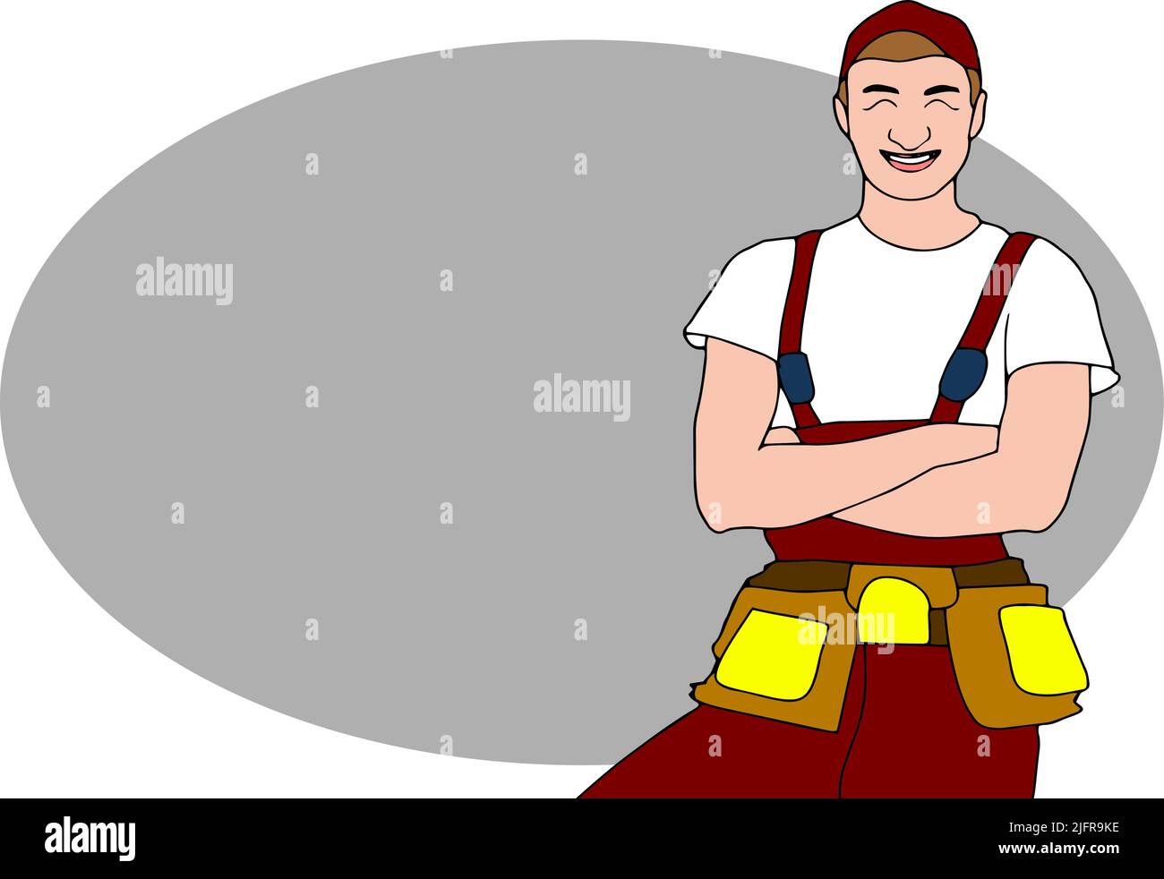 handyman wearing work clothes and a belt with tools Stock Vector
