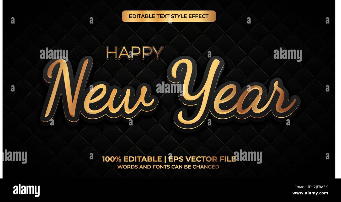 Happy new year 2022 gold shiny 3d editable text effect. Vector ...