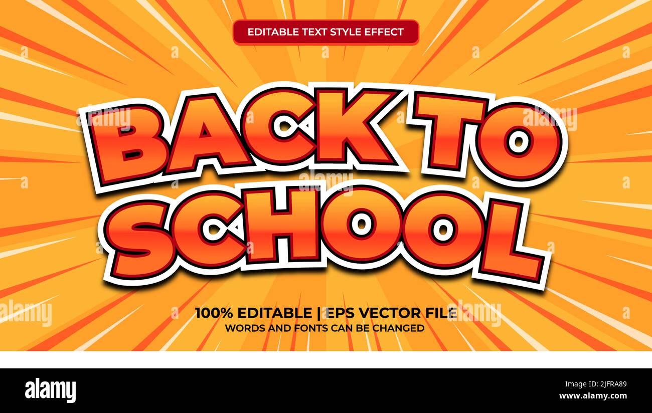 Back to school editable text effect Stock Vector