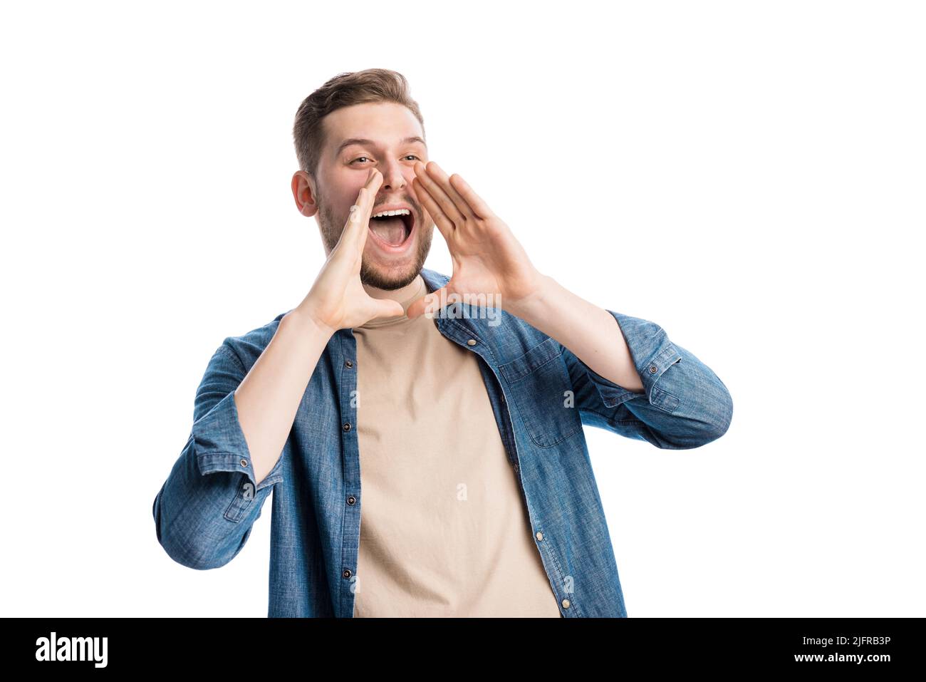 Man screaming out loud Stock Photo