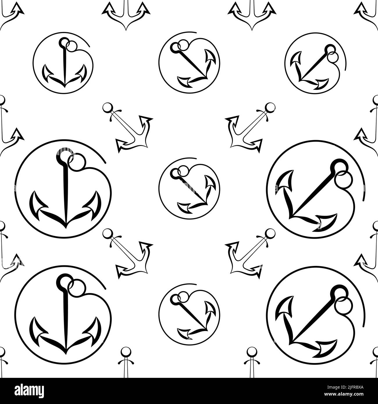 Anchor Icon Seamless Pattern, Flat Vector Art Illustration Stock Vector ...