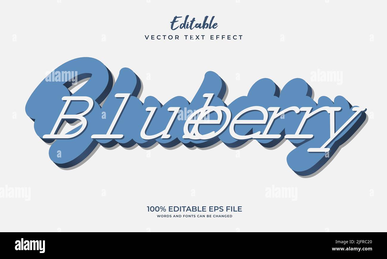 3d blue editable text effect. Vector editable text effect Stock Vector