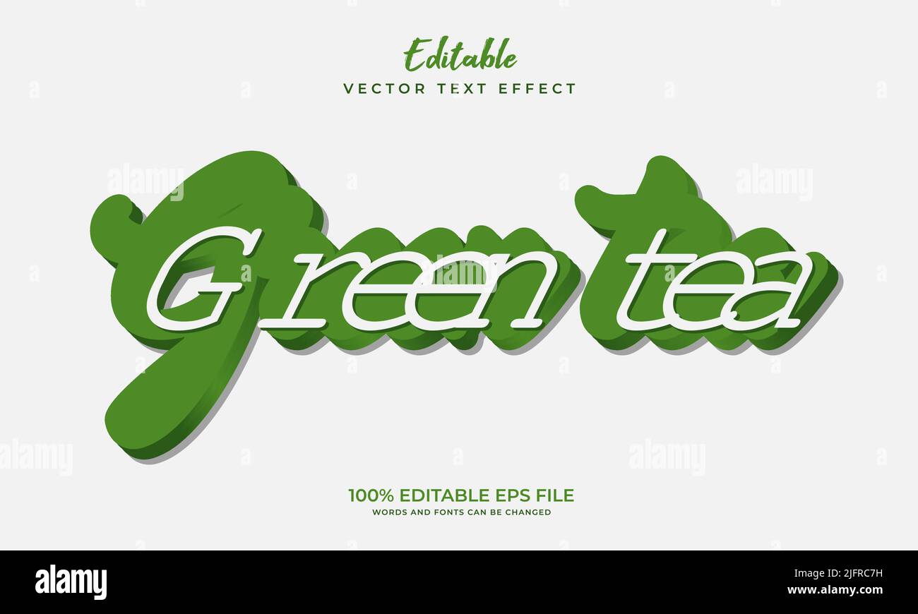 3d green editable text effect. Vector editable text effect Stock Vector