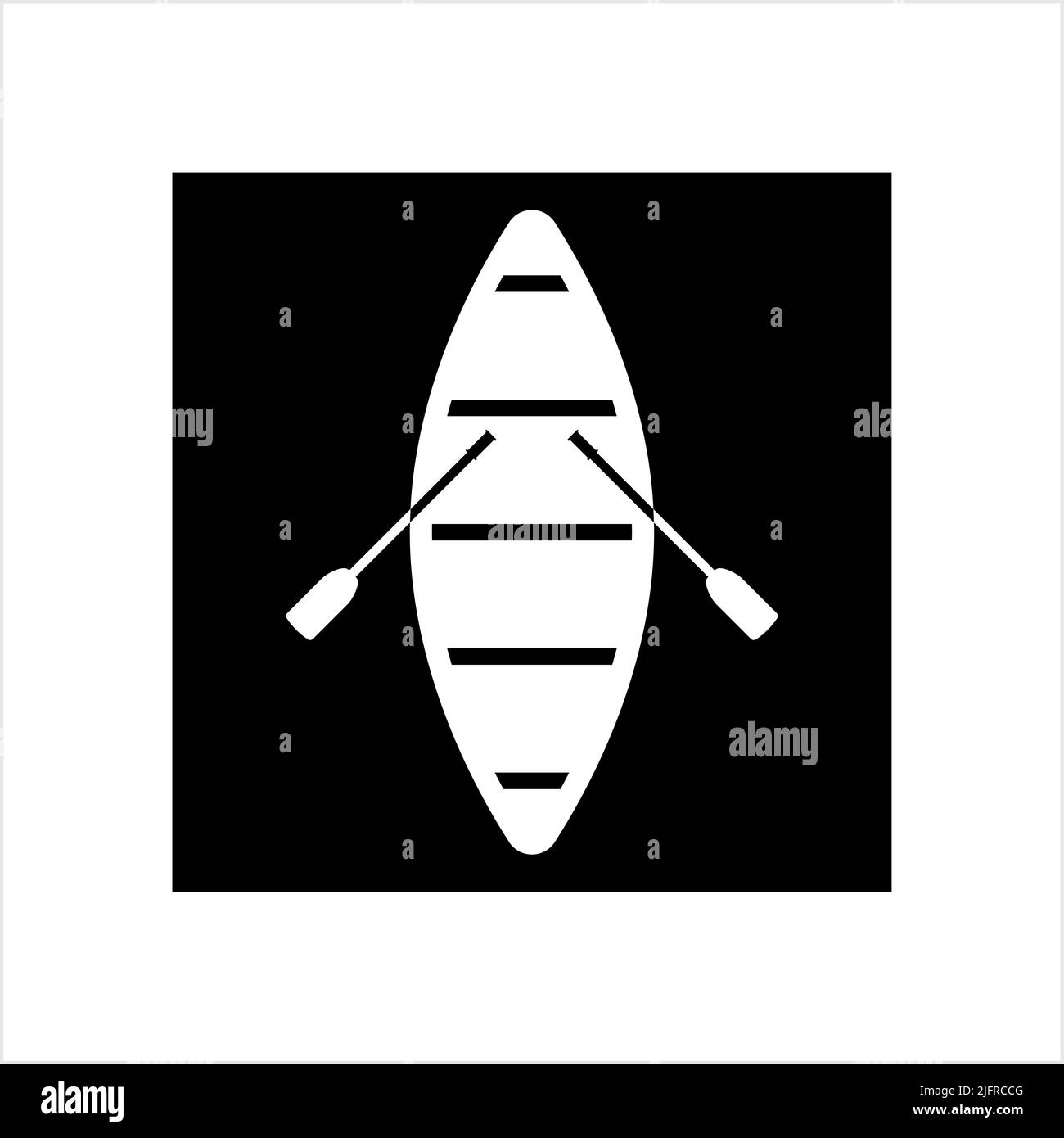 Boat With Boat Paddle Icon, Boat Paddle Pair Vector Art Illustration