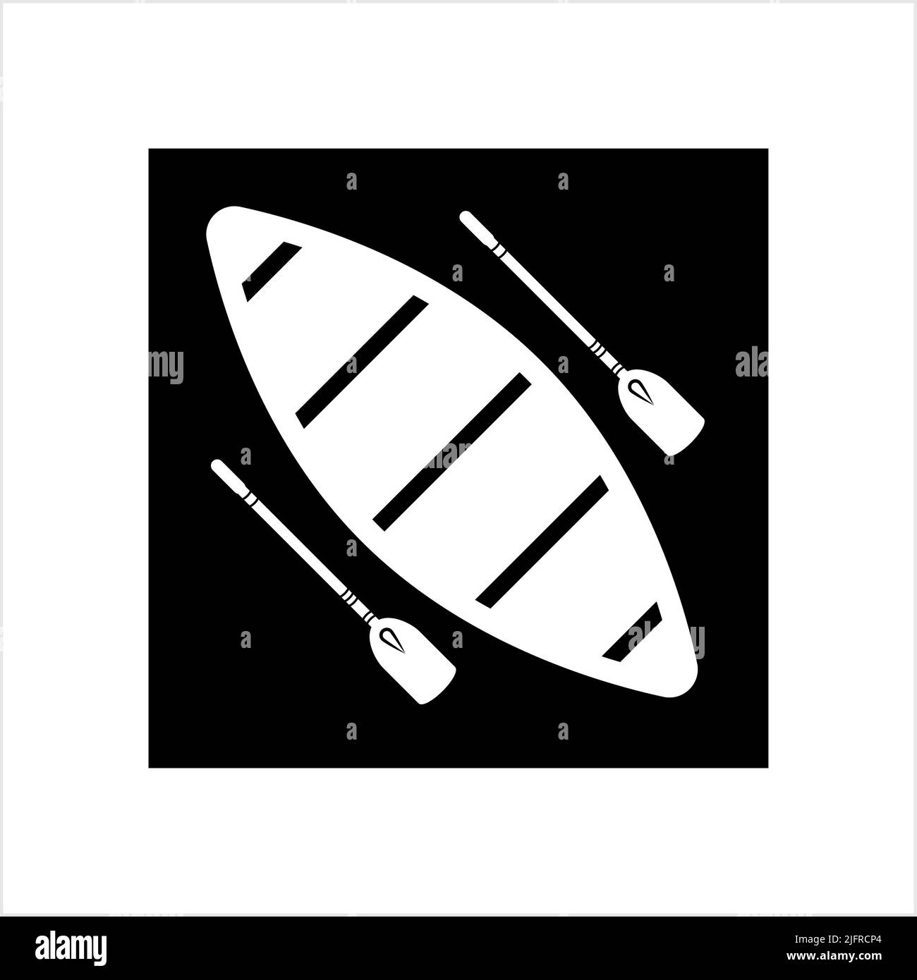 Boat With Boat Paddle Icon, Boat Paddle Pair Vector Art Illustration