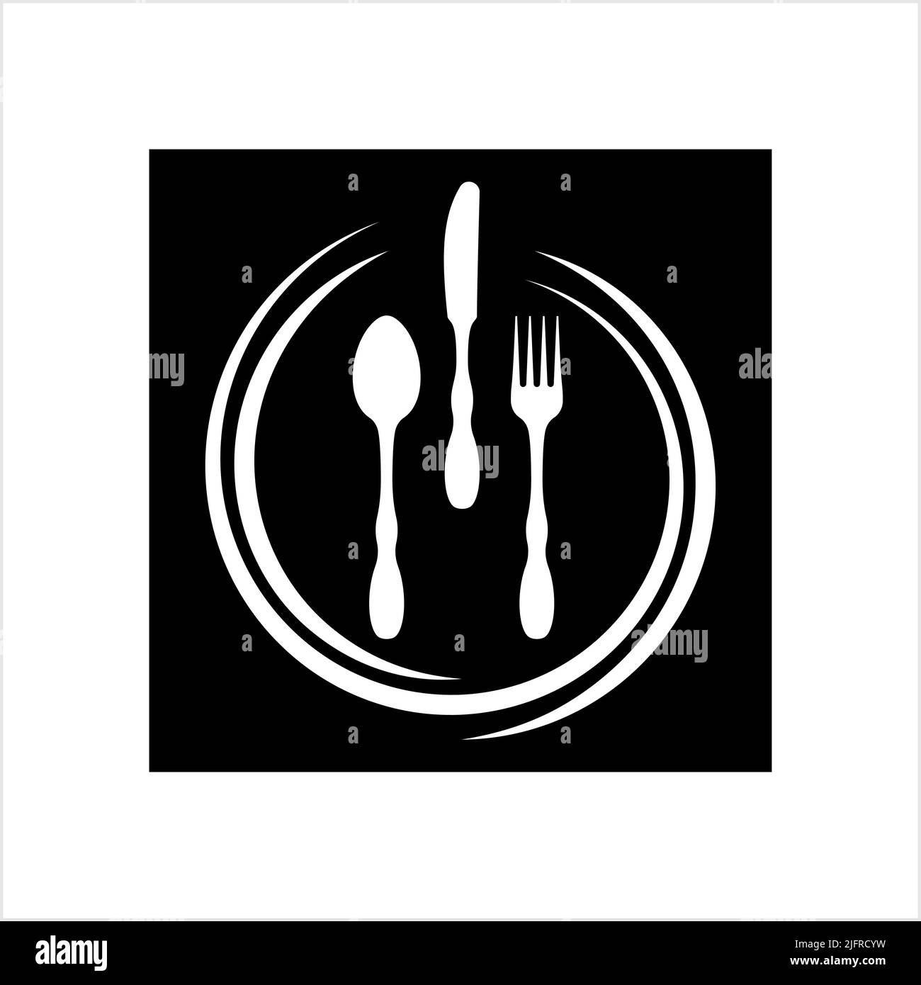 Cutlery Icon, Fork, Spoon And Knife Vector Art Illustration Stock ...