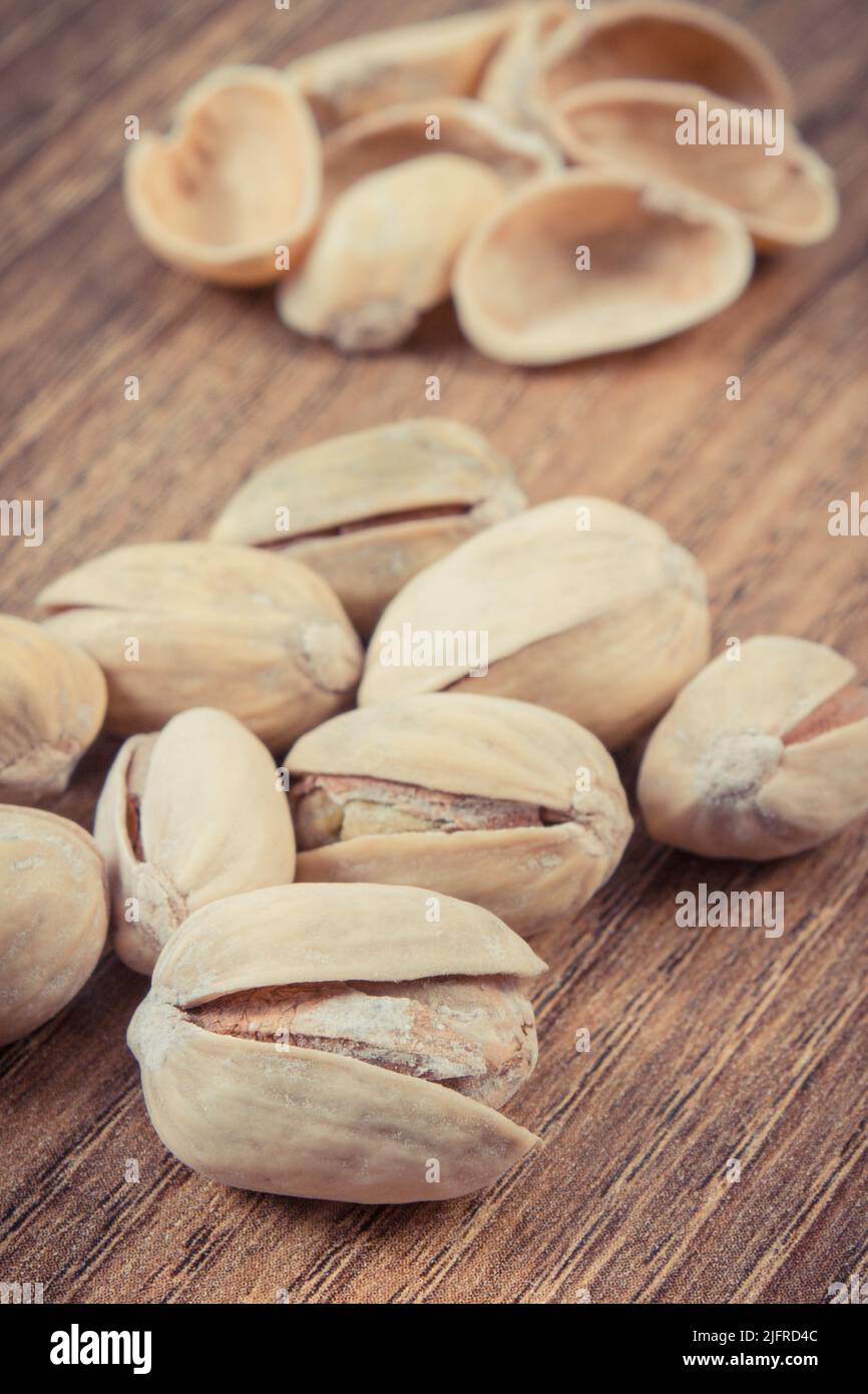 Pistachio nuts containing natural vitamins and minerals. Healthy eating