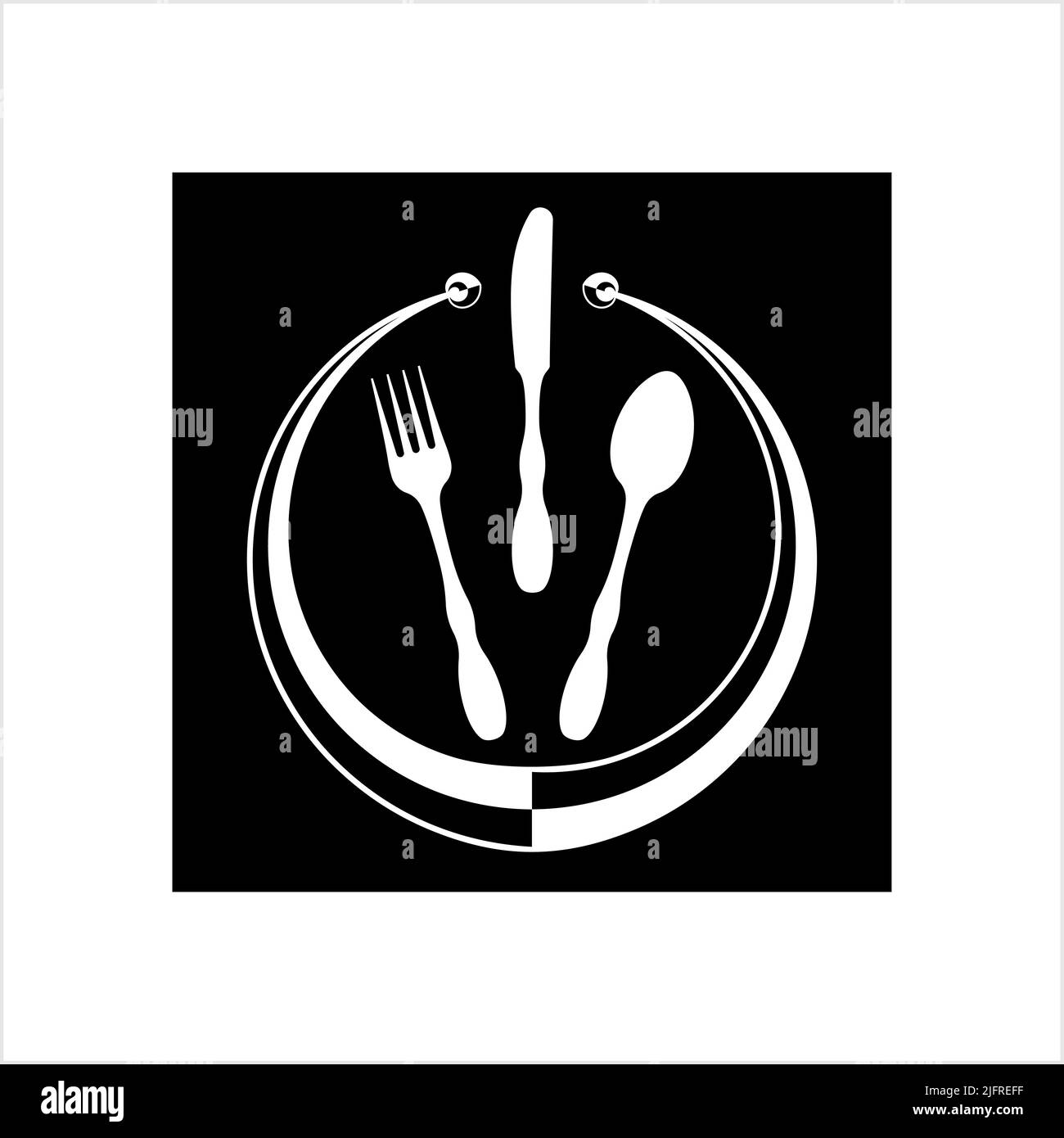 Cutlery Icon, Fork, Spoon And Knife Vector Art Illustration Stock ...