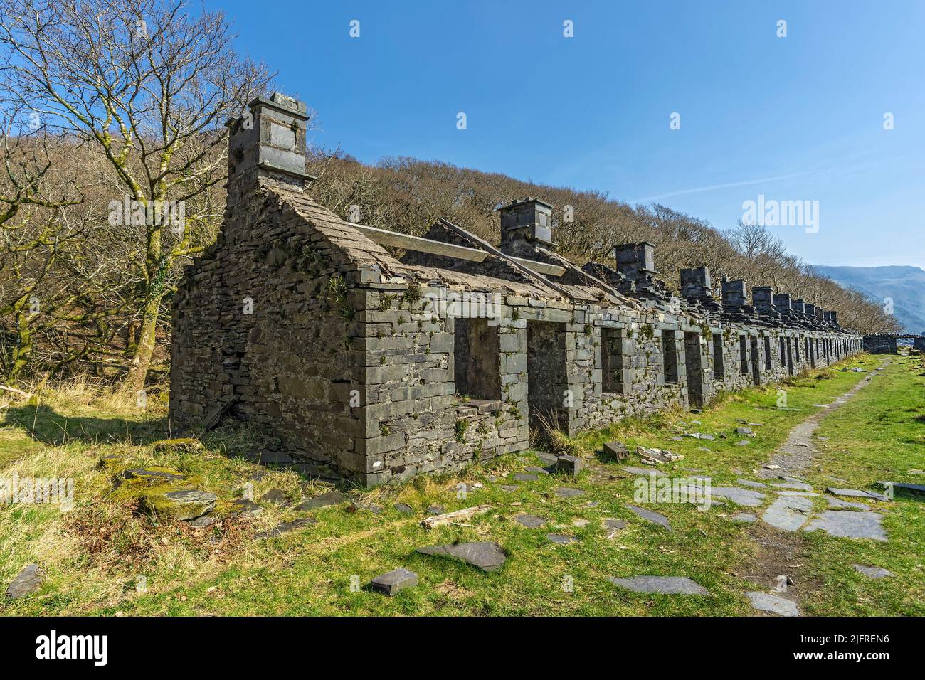 Anglesey barracks used as accommodation for workers during the working week at Dinorwic Slate Quarry near Llanberis North Wales UK March 2017 Stock Photo
