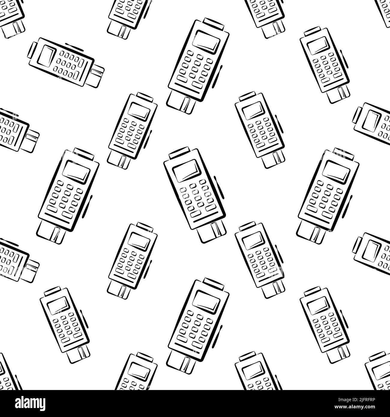 Pos Terminal Icon Seamless Pattern Vector Art Illustration Stock Vector