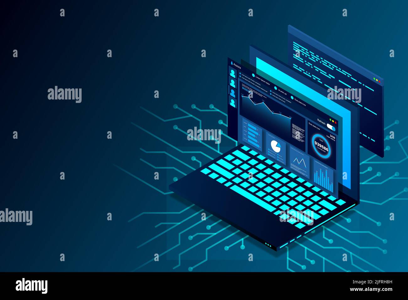 Web design and development vector isometric illustrations. web design ...