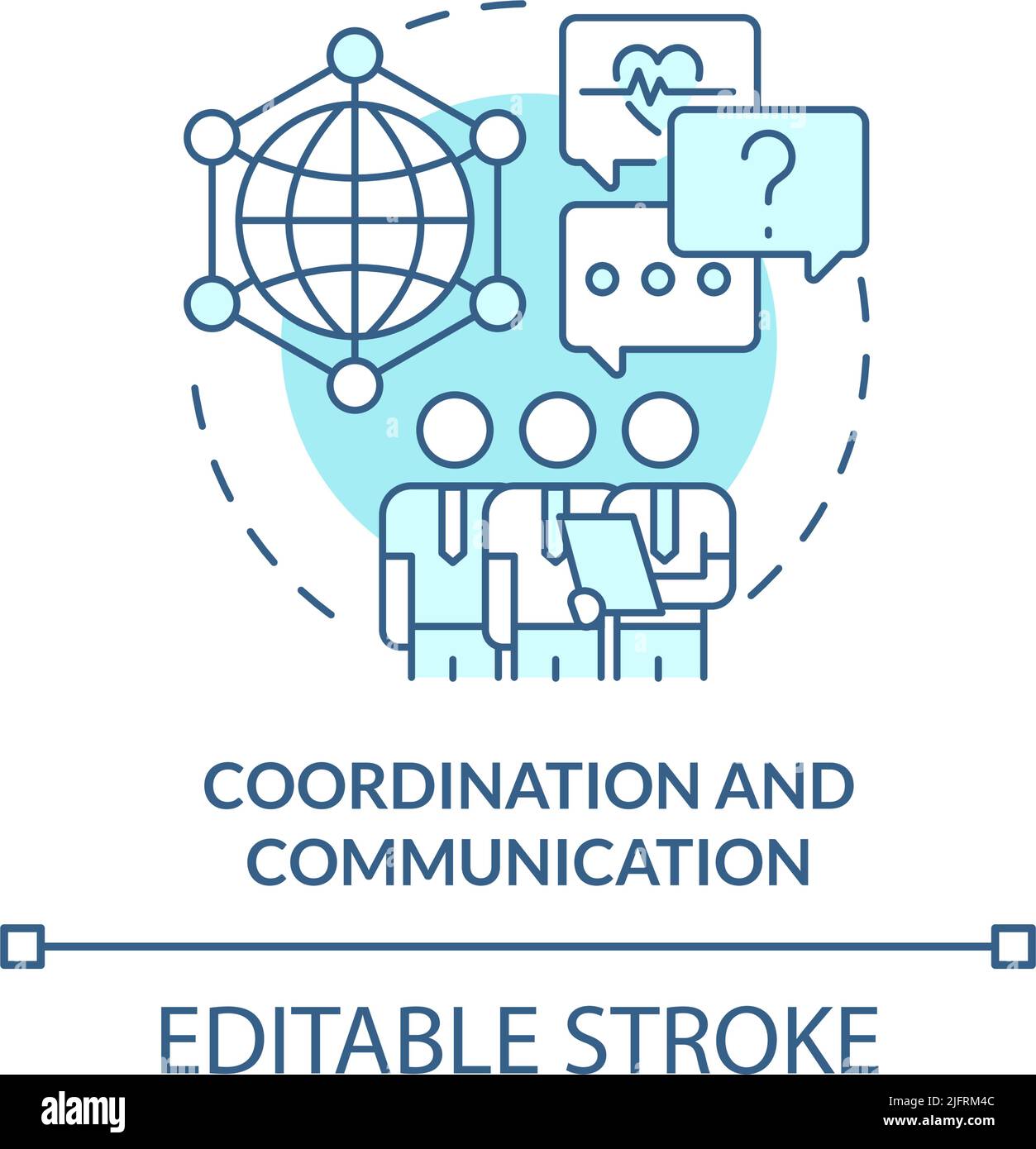 Coordination and communication turquoise concept icon Stock Vector