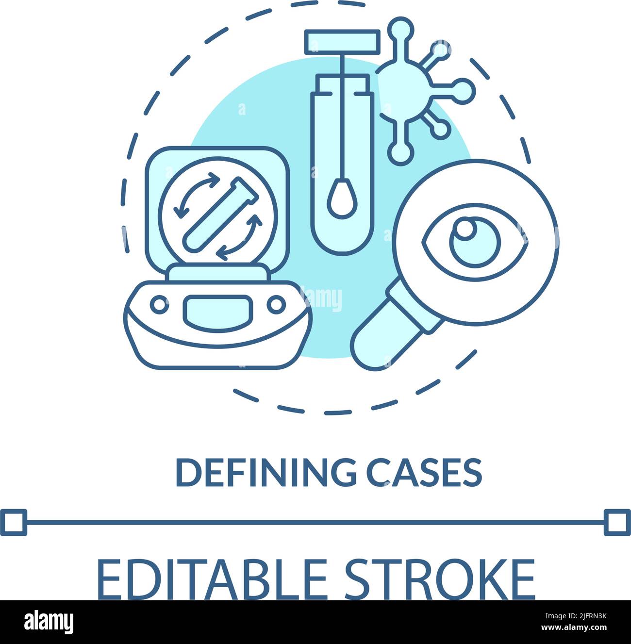Defining cases turquoise concept icon Stock Vector
