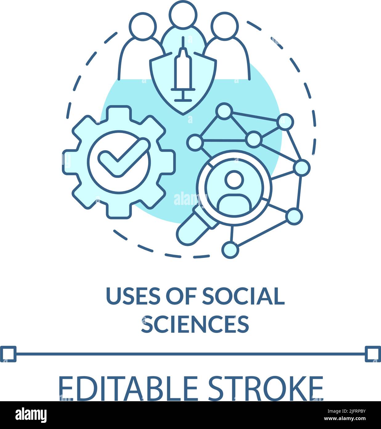 Uses of social sciences turquoise concept icon Stock Vector Image & Art