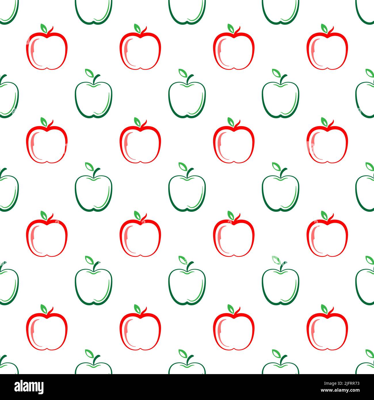 Apple Icon Seamless Pattern, Fruit / Food Icon Vector Art Illustration Stock Vector