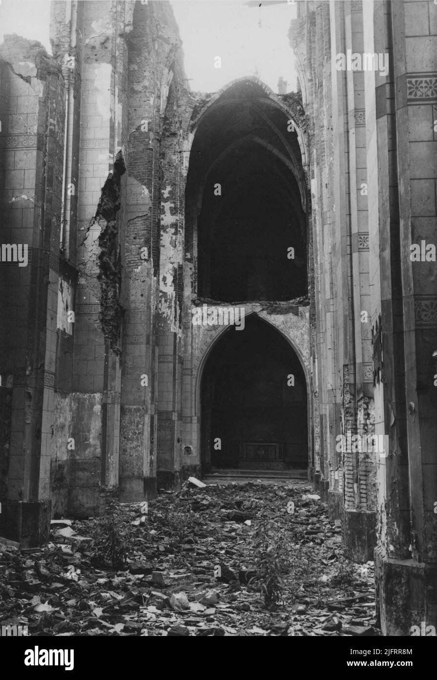 The destroyed St. Dominicus church on Broerstraat Stock Photo - Alamy