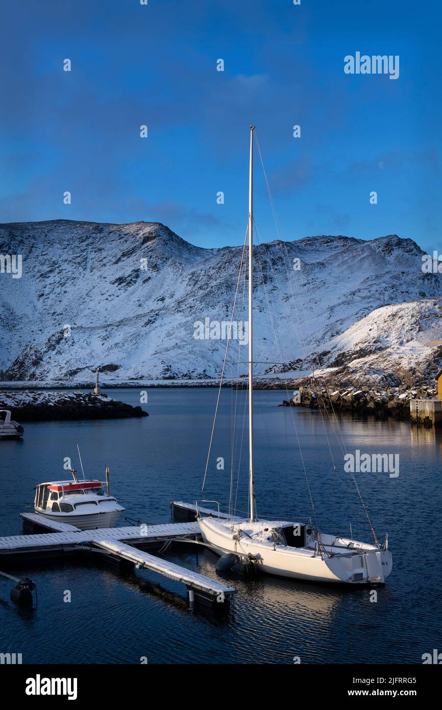 The marina, Honningsvag, (Honningsvåg, the northernmost town in mainland Norway) Norway Stock Photo