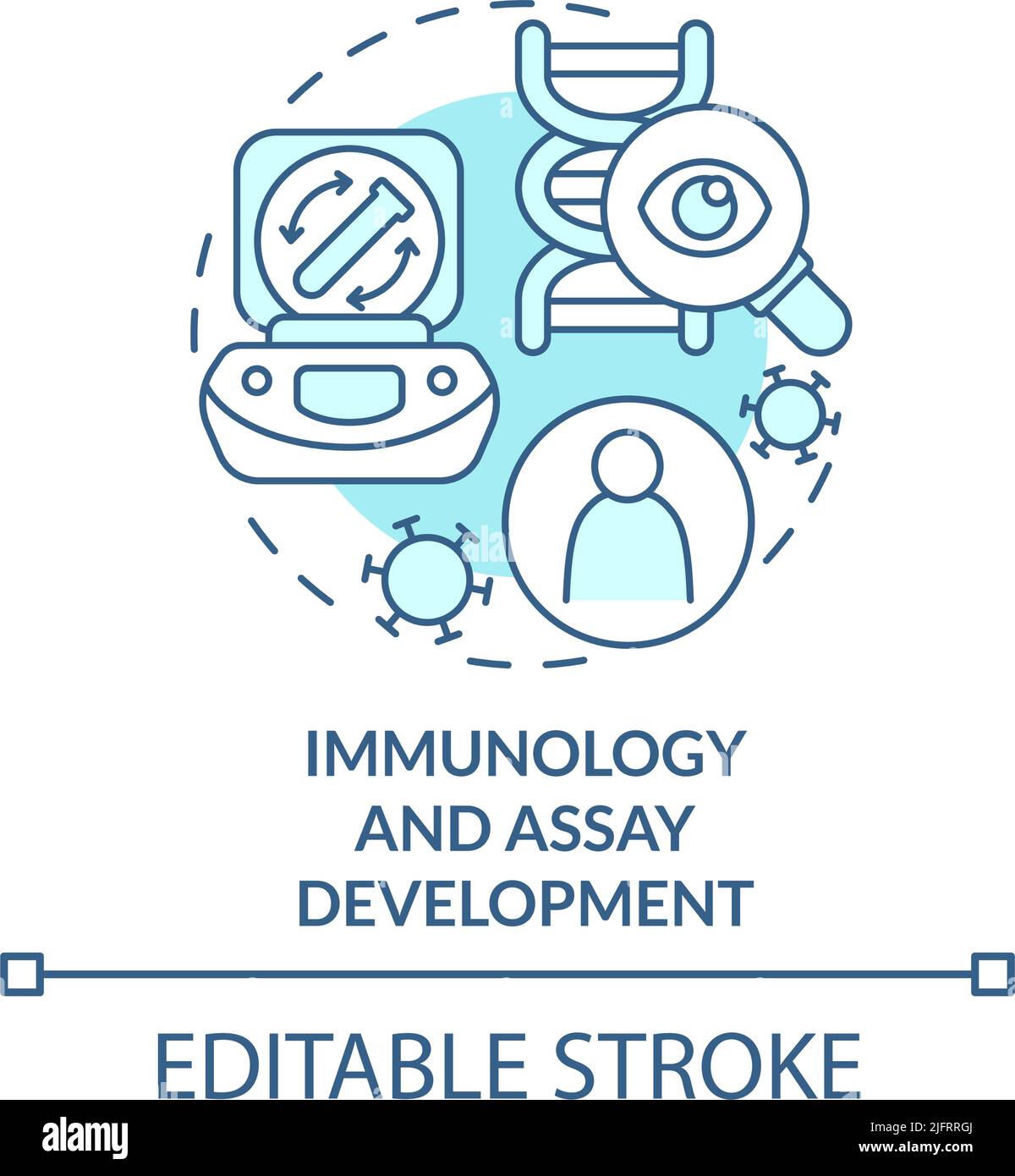 Immunology and assay development turquoise concept icon Stock Vector ...