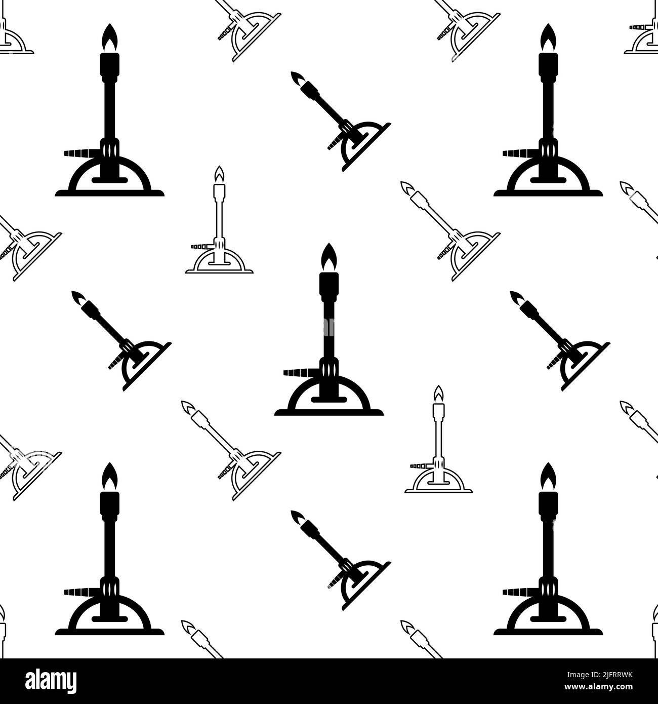 Bunsen Burner Icon,Laboratory Burner Seamless Pattern Vector Art Illustration Stock Vector