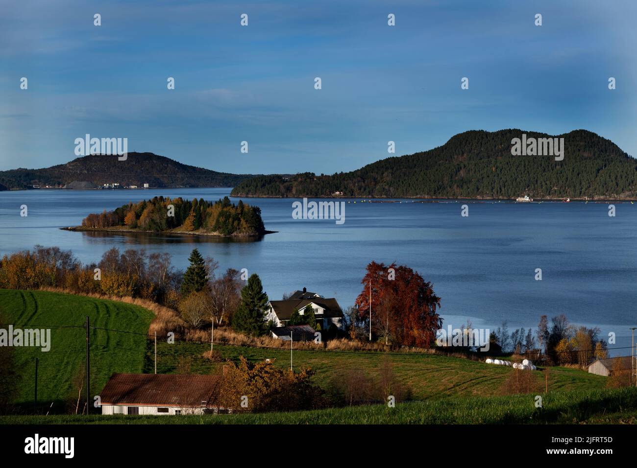 View over the Kvernes fjord, Averøya near Kristiansund, Norway Stock Photo