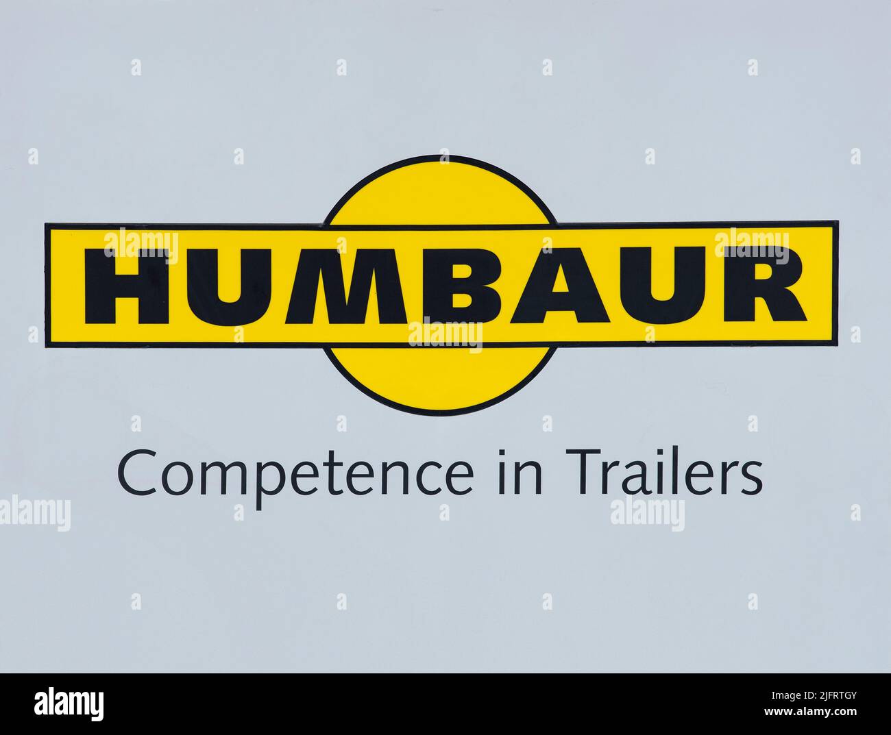 Werbeschild der Firma Humbaur auf ihrem Standort in Gersthofen bei Augsburg Stock Photo