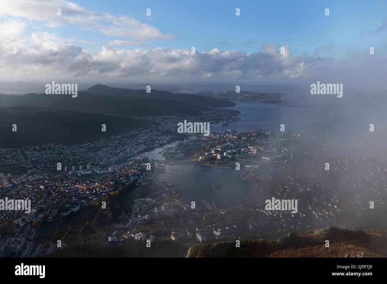 View of Bergen from Mount Ulriken (top of the cable car journey), Bergen, Norway Stock Photo