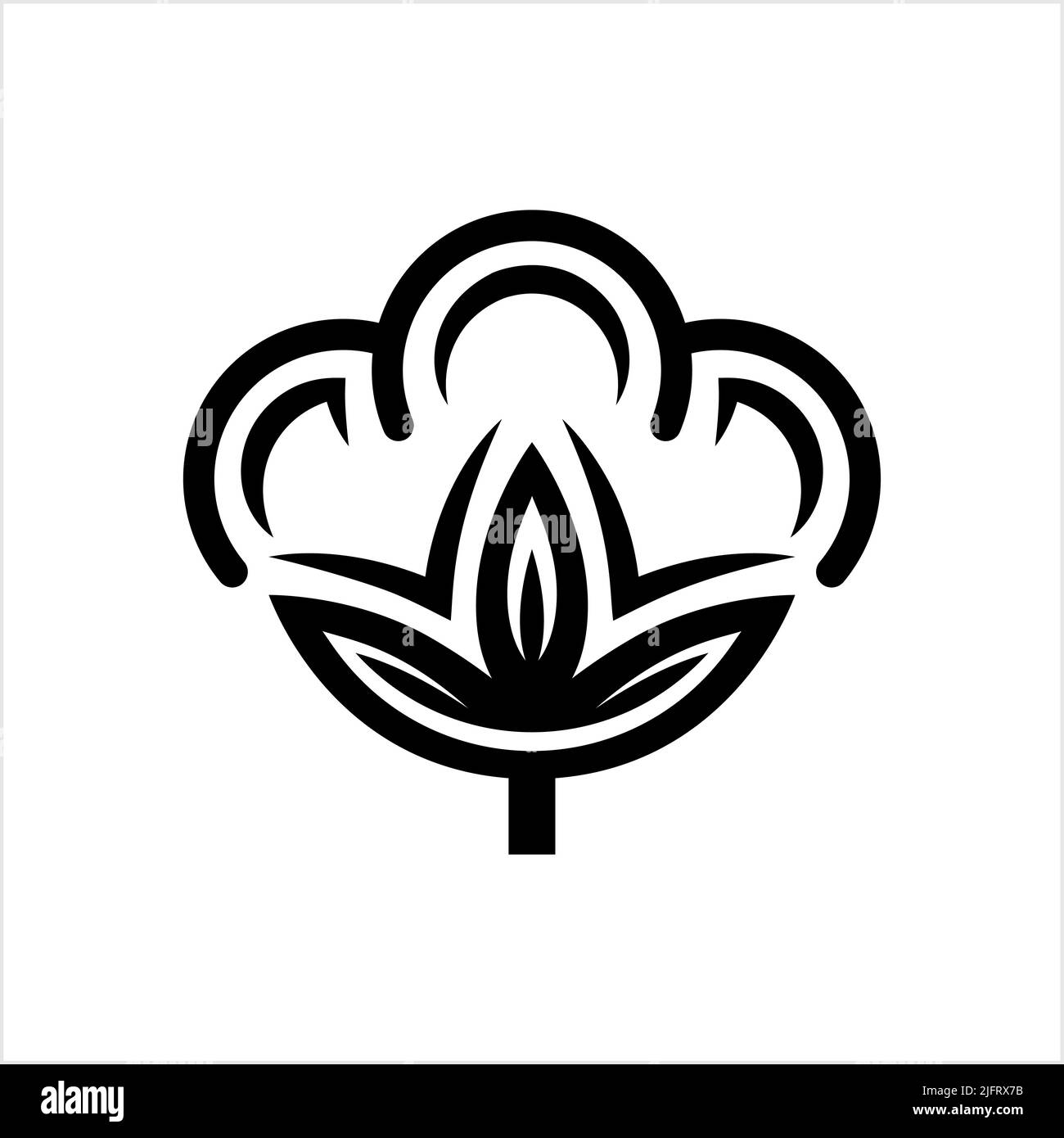 Cotton Flower Icon, Cotton Ball, Cotton Fiber Vector Art Illustration