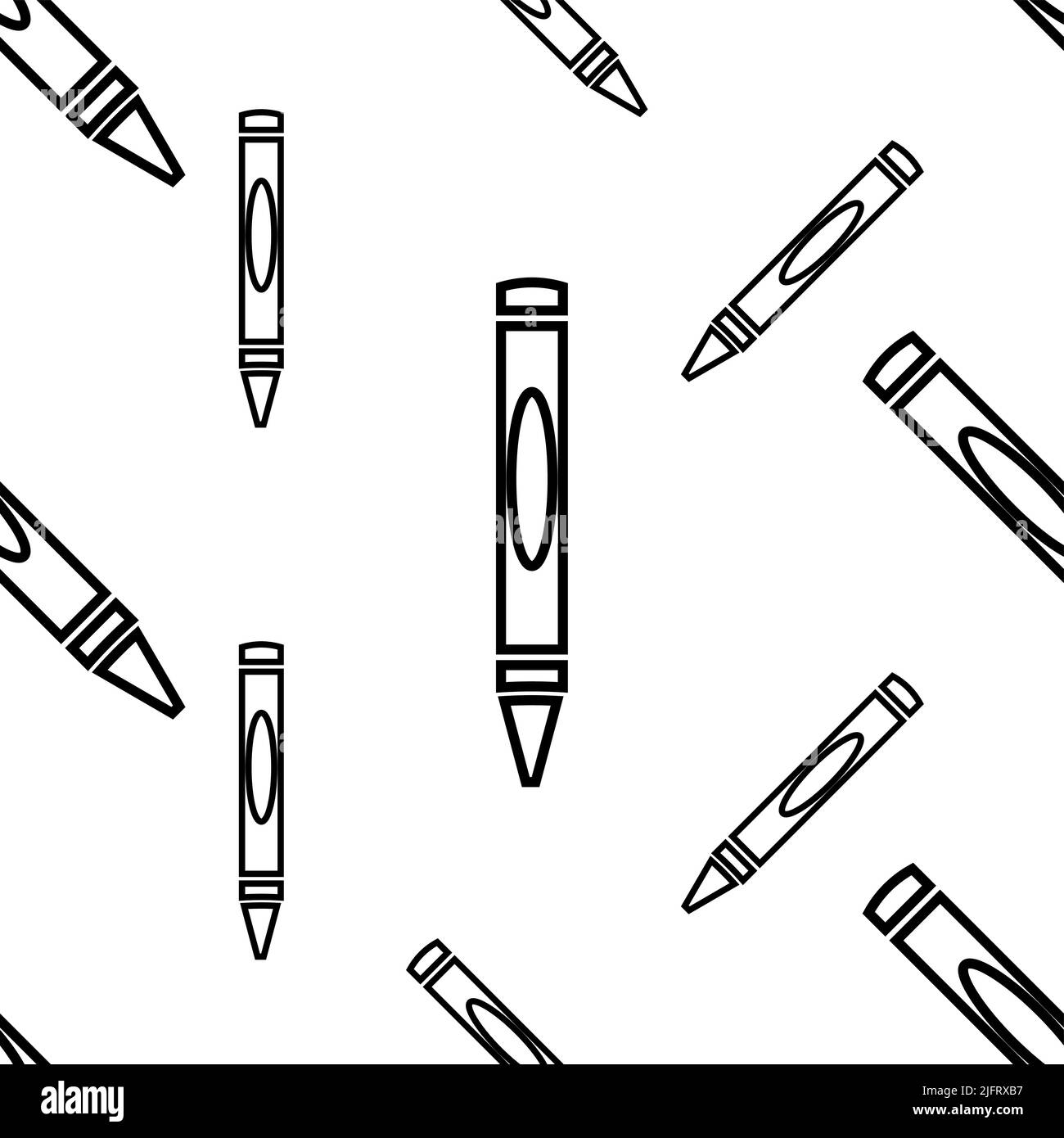 Crayon Icon Seamless Pattern, Drawing Crayon Vector Art Illustration