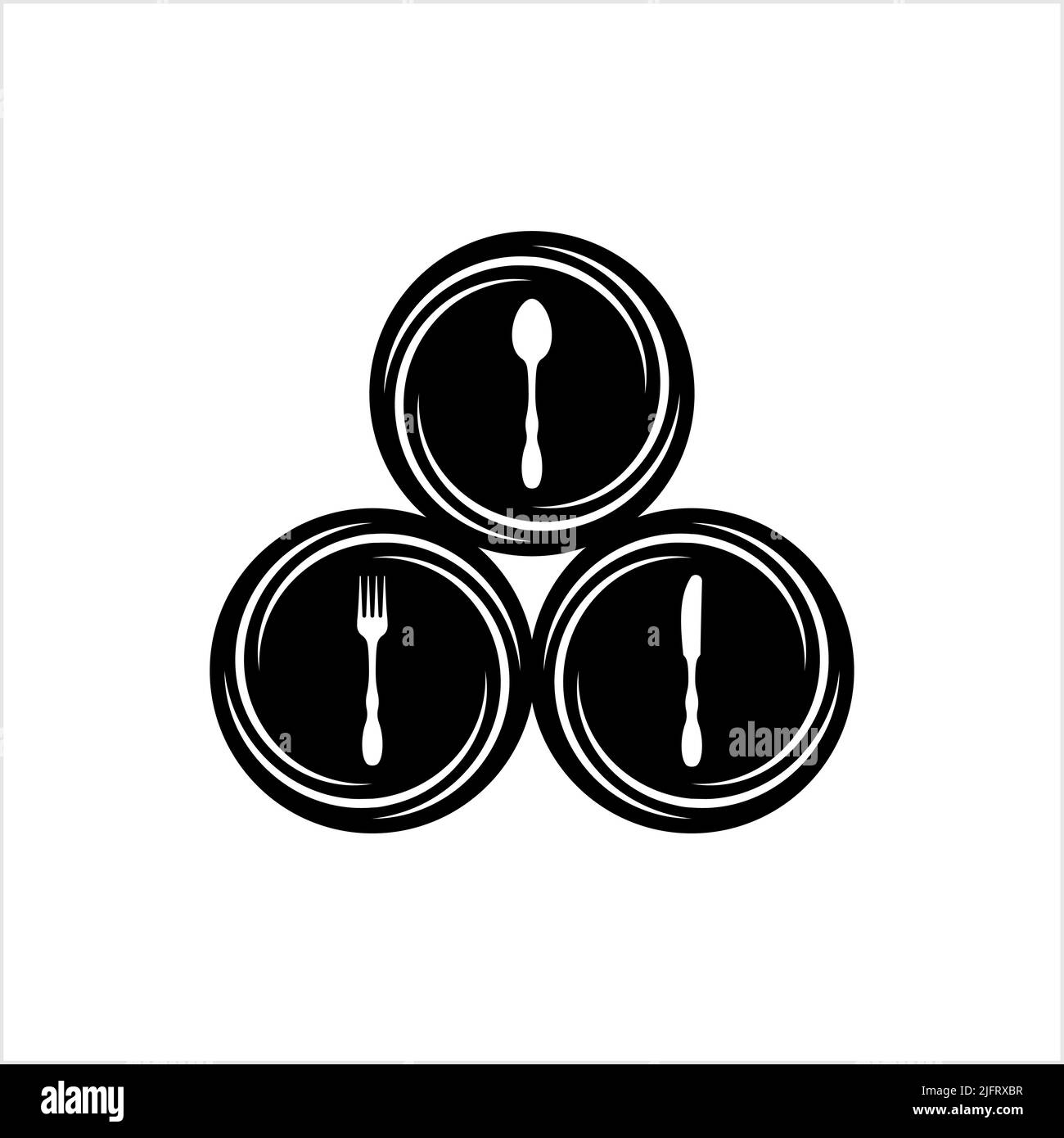 Cutlery Icon, Fork, Spoon And Knife Vector Art Illustration Stock ...